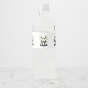 Étiquette Pour Bouteilles D'eau Panda noir et blanc mignonne en Bambou