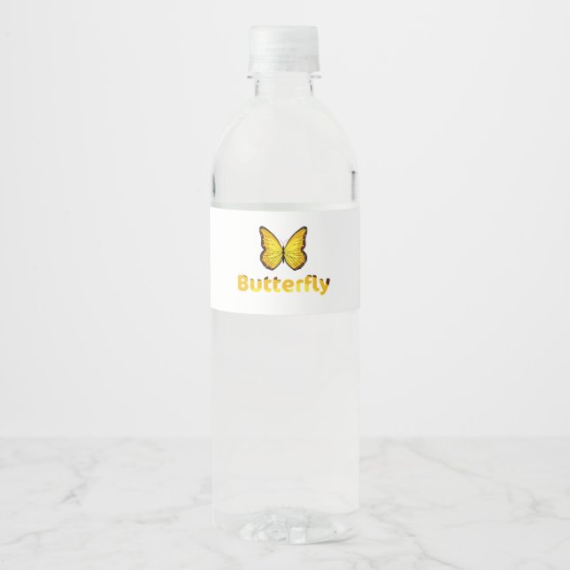 Étiquette Pour Bouteilles D'eau Papillon (Devant)