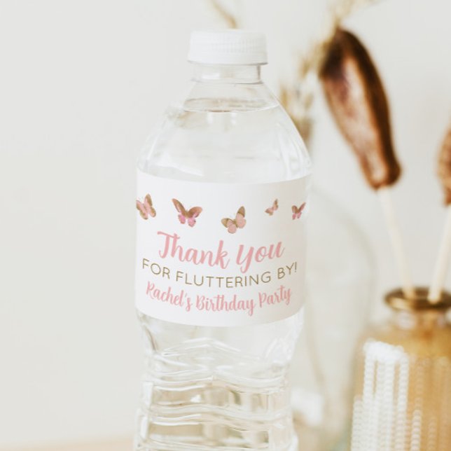 Étiquette Pour Bouteilles D'eau Papillon rose Anniversaire Fête Favoriser Bouteill (Créateur téléchargé)