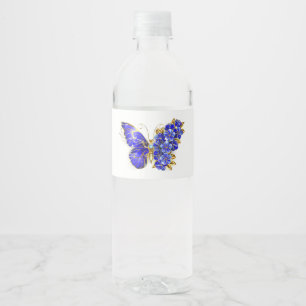 Étiquette Pour Bouteilles D'eau Papillon saphir à fleurs