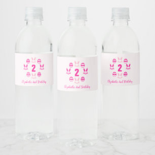 Étiquette Pour Bouteilles D'eau Pâques rose 2e anniversaire