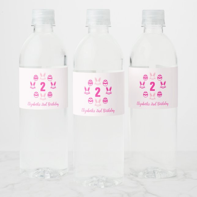Étiquette Pour Bouteilles D'eau Pâques rose 2e anniversaire (Bouteilles)
