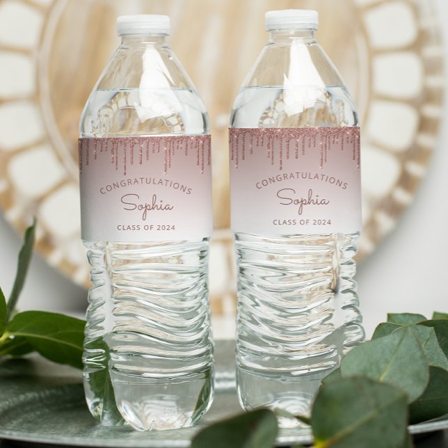 Étiquette Pour Bouteilles D'eau Parti de graduation de Parties scintillant d'or Ro (Créateur téléchargé)