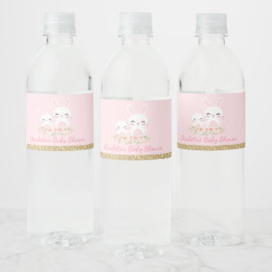 Étiquette Pour Bouteilles D'eau Partie rose mignonne de lapin de baby shower de