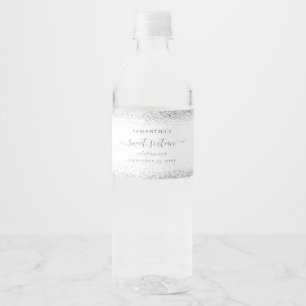 Étiquette Pour Bouteilles D'eau Parties scintillant Argent Nom Date Sweet sixteen
