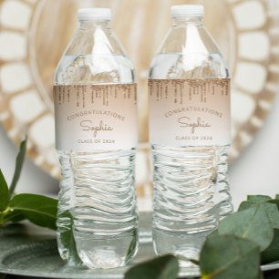 Étiquette Pour Bouteilles D'eau parties scintillant d'or 2024 Parti de graduation