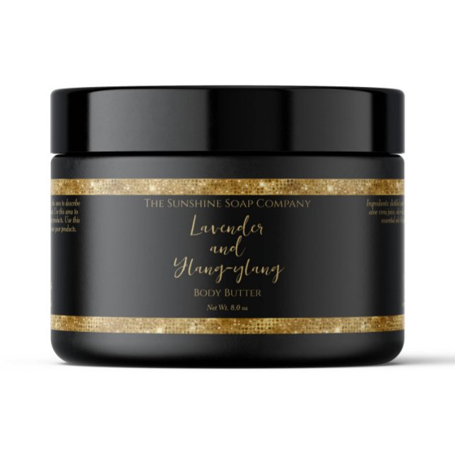 Étiquette Pour Bouteilles D'eau Parties scintillant d'or noir imperméable Cosmétiq (Créateur téléchargé)