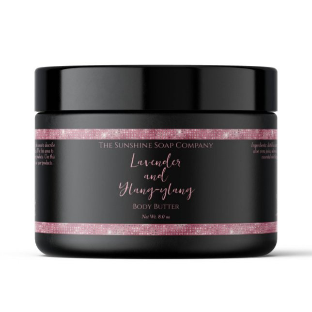 Étiquette Pour Bouteilles D'eau Parties scintillant rose noir imperméable Cosmétiq (Créateur téléchargé)