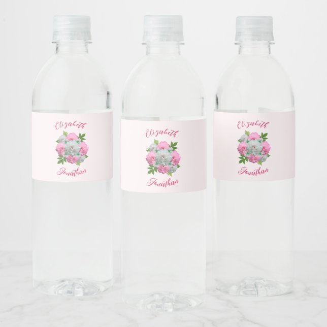 Étiquette Pour Bouteilles D'eau Peony Bouquet Mariage (Bouteilles)