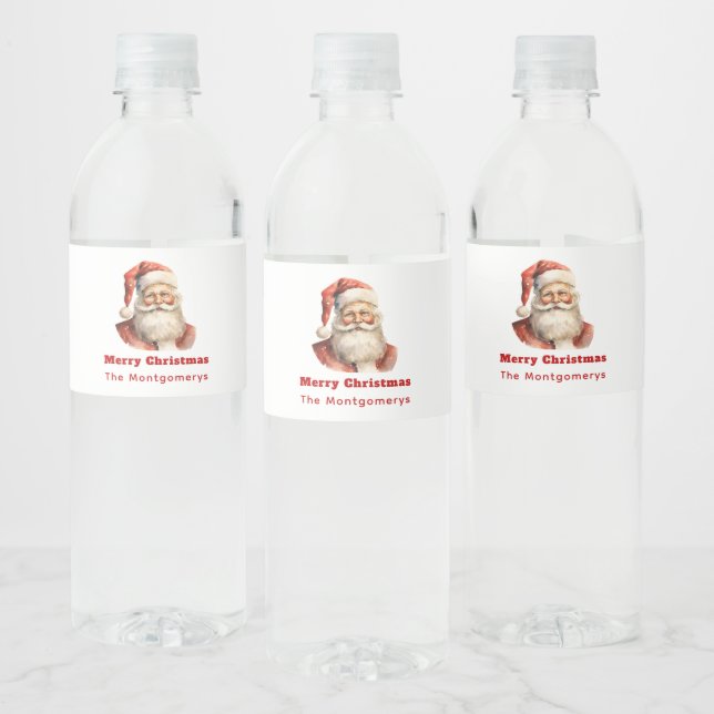 Étiquette Pour Bouteilles D'eau Père Noël rétro (Bouteilles)