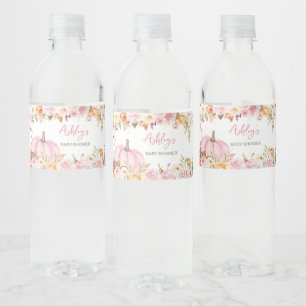 Étiquette Pour Bouteilles D'eau Petit Baby shower Citrouille rose Floral