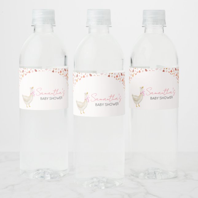 Étiquette Pour Bouteilles D'eau Petit Baby shower d'oie rose (Bouteilles)