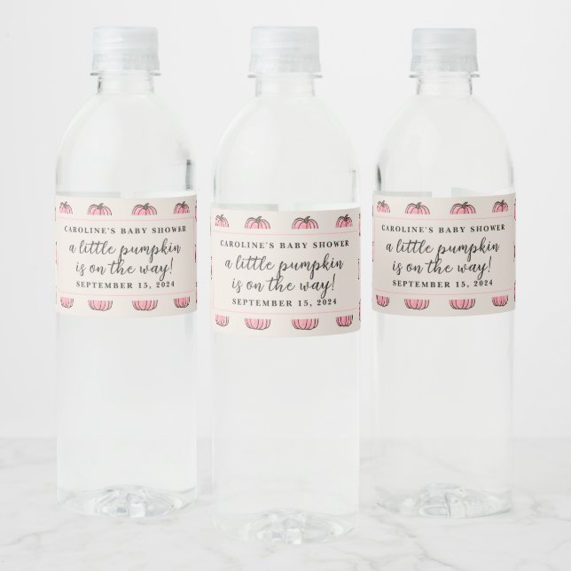 Étiquette Pour Bouteilles D'eau Petit Citrouille rose bébé fille douche (Bouteilles)
