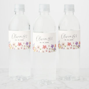 Étiquette Pour Bouteilles D'eau Petit Fleur sauvage Boho Premier anniversaire