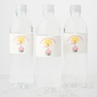 Étiquette Pour Bouteilles D'eau Petite Miss Pink Cupcake Fille 1er anniversaire