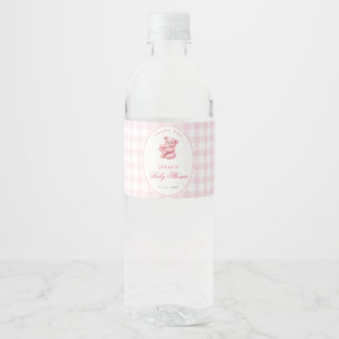 Étiquette Pour Bouteilles D'eau Petite Ourson Rose Vichy Baby Shower