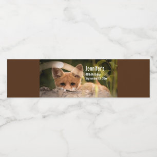 Étiquette Pour Bouteilles D'eau Photo de Cute Little Orange Fox