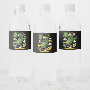 Étiquette Pour Bouteilles D'eau Pickle Jouant au Pickleball