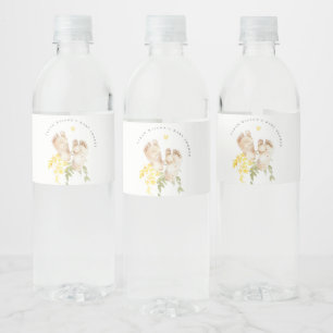 Étiquette Pour Bouteilles D'eau Pieds bébé Jaune Floral Sexe Baby shower neutre