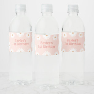 Étiquette Pour Bouteilles D'eau Pink Boho Retro Daisy Anniversaire