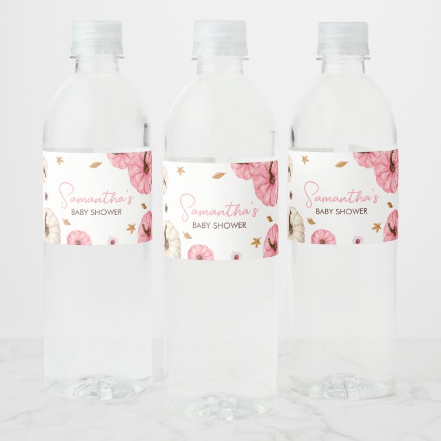 Étiquette Pour Bouteilles D'eau Pink Fall Little Baby shower Citrouille (Bouteilles)