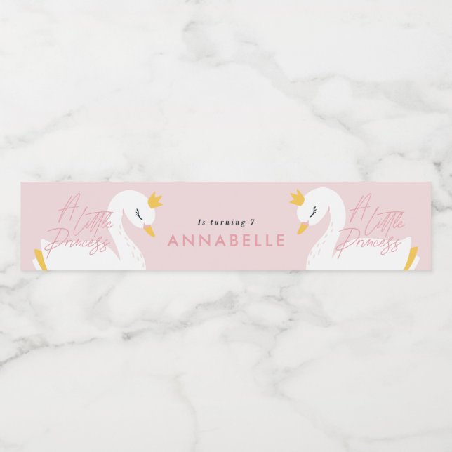 Étiquette Pour Bouteilles D'eau Pink girly élégante photo belle fête de cygne favo (Étiquettes simples)