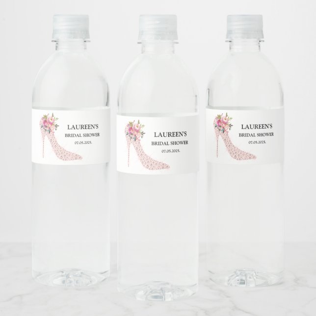 Étiquette Pour Bouteilles D'eau Pink High Heels Bridal Shower (Bouteilles)