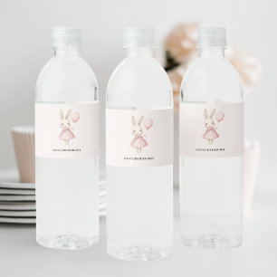 Étiquette Pour Bouteilles D'eau Pink Pastel Bunny Anniversaire de enfant de Pâques