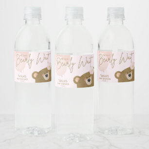 Étiquette Pour Bouteilles D'eau Pink Teddy Nous Pouvons Attendre Un Baby shower Fi