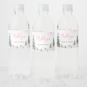 Étiquette Pour Bouteilles D'eau Pink Winter Wonderland Baby shower