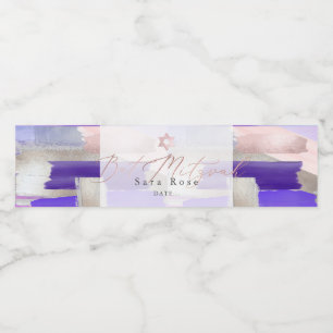 Étiquette Pour Bouteilles D'eau PixDezines Ba Mitzvah, Nuancier Purple Aquarelle