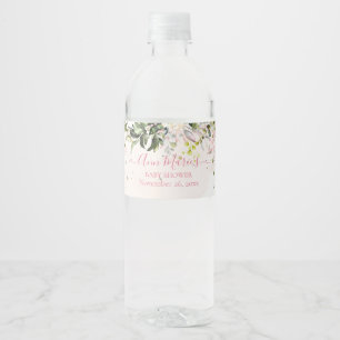 Étiquette Pour Bouteilles D'eau PixDezines Gomme Eucalyptus Aquarelle Rose