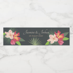 Étiquette Pour Bouteilles D'eau Plumeria et feuilles tropicales personnalisent