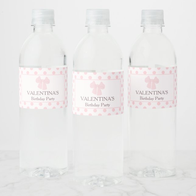 Étiquette Pour Bouteilles D'eau Pôle arc rose point fête d'anniversaire (Bouteilles)
