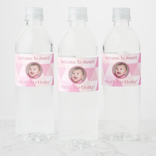 Étiquette Pour Bouteilles D'eau Premier anniversaire de la petite fille | Étiquett (Bouteilles)