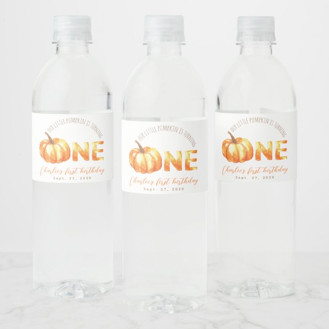 Étiquette Pour Bouteilles D'eau Premier Anniversaire Notre Petit Citrouille Est En (Bouteilles)