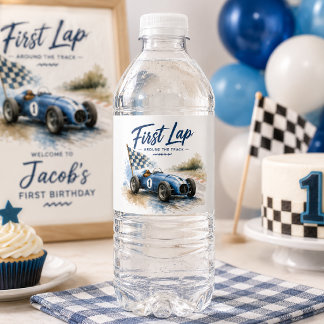 Étiquette Pour Bouteilles D'eau Premier Tour de Circuit | 1er Anniversaire | UN