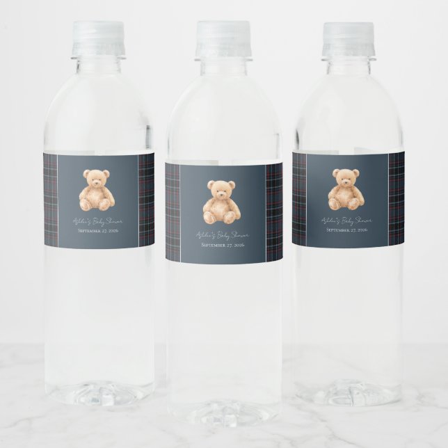 Étiquette Pour Bouteilles D'eau Preppy Classic Teddy Bear Baby Shower  (Bouteilles)