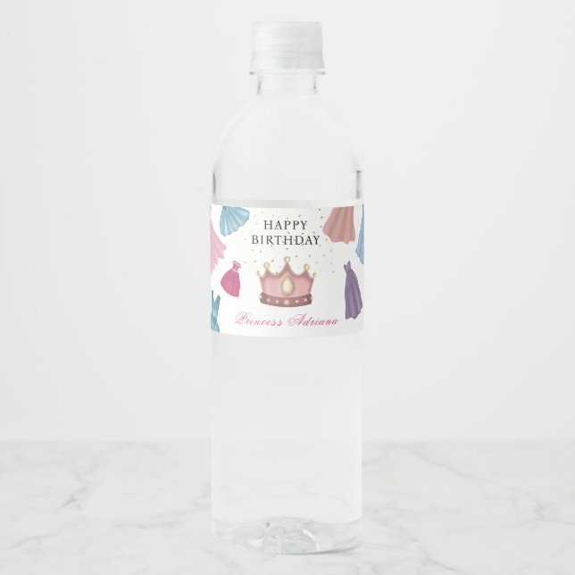 Étiquette Pour Bouteilles D'eau Princess Dresses Fairytale Petite Fille Anniversai (Devant)