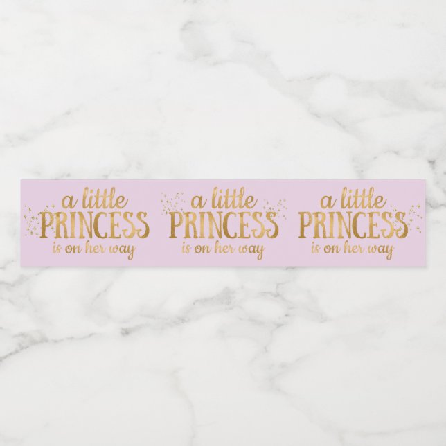 Étiquette Pour Bouteilles D'eau Princesse Baby shower Rose Gold Foil Girl (Étiquettes simples)