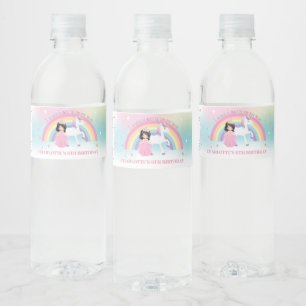 Étiquette Pour Bouteilles D'eau Princesse et Rainbow Unicorn fête d'anniversaire F