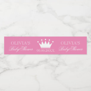 Étiquette Pour Bouteilles D'eau princesse rose couronne chic filles baby shower pe