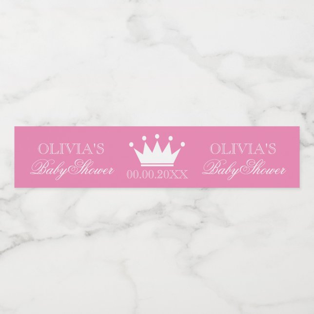 Étiquette Pour Bouteilles D'eau princesse rose couronne chic filles baby shower pe (Étiquettes simples)