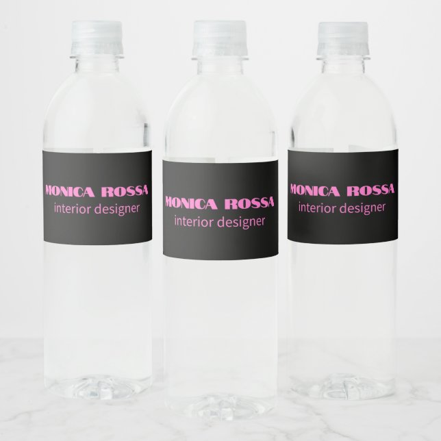Étiquette Pour Bouteilles D'eau Professionnel Simple Moderne Neon Rose Noir (Bouteilles)