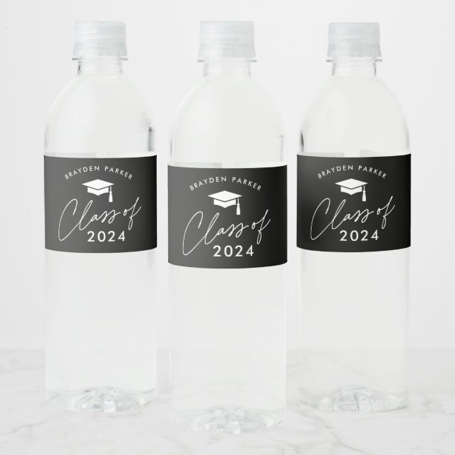 Étiquette Pour Bouteilles D'eau Promotion 2024 Diplôme Simple (Bouteilles)