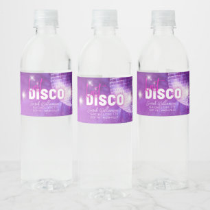 Étiquette Pour Bouteilles D'eau Purple Neon rose Dernier Disco Bachelorette Party