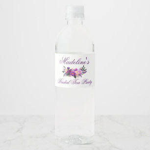 Étiquette Pour Bouteilles D'eau Purple Ultra Violet Floral Fête des mariées Tea Pa