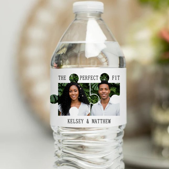 Étiquette Pour Bouteilles D'eau Puzzle Piece Photo Perfect Fit Wedding (Puzzle Piece Photo Perfect Fit Wedding Water Bottle Label
)