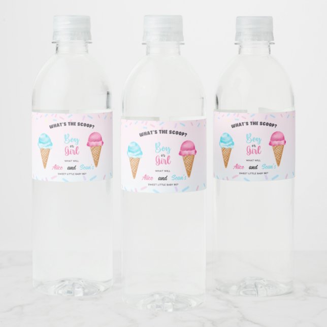 Étiquette Pour Bouteilles D'eau Quelle est la fête de Scoop- Sweet Gender Reveal! (Bouteilles)