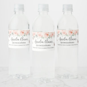 Étiquette Pour Bouteilles D'eau Quinceañera Blush Floral Butterfly Sweet Anniversa